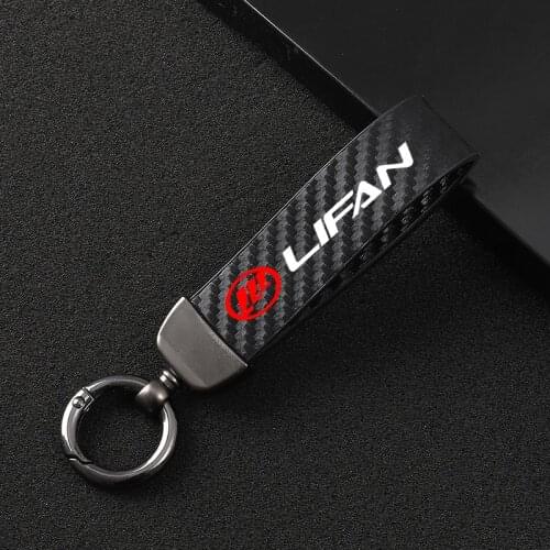 For lifan 620 ev 530 x50 x70 720 650 car Accessories High-Grade Leather Car KeyChain 360 Degree Rotating Horseshoe Key Rings