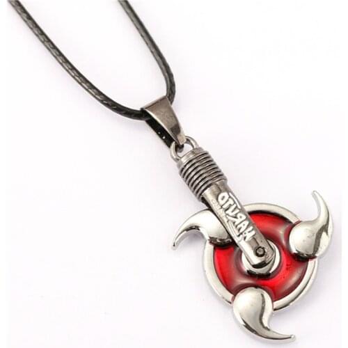 Hot Anime Naruto Red Metal Necklace Sasuke Sharingan Pendant Cosplay Accessories Mens Jewelry Drop Shipping New Arrival Choker