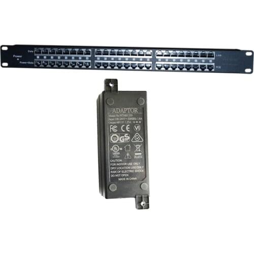 24 Port 10/100 Power over Ethernet PoE injector for 802.3af/Passive 802.3at Devices with 48v60w Power Supply: POE-24-48v60w