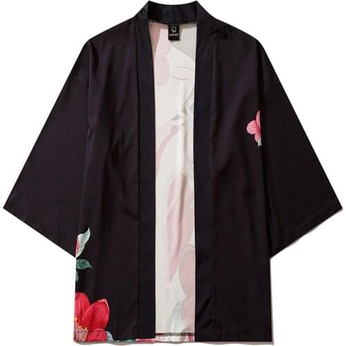 2021 New Japanese Geisha Kimono Cardigan Cosplay Shirt Blouse for Women Vintage Flowers Yukata Female Summer Beach Robe Clothes