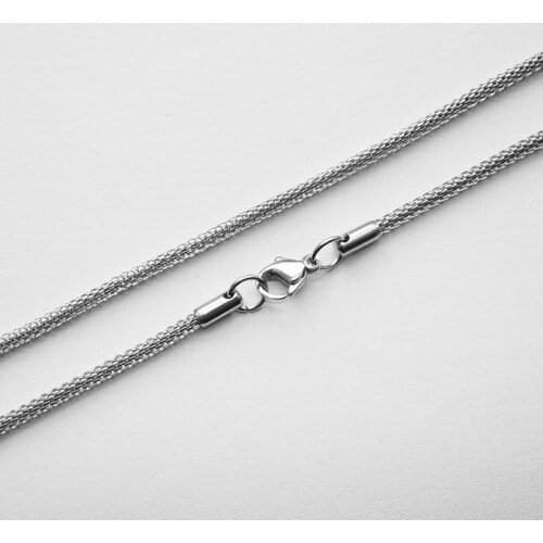 1.9mm Width Round Mesh Chain Necklace, 316L Stainless Steel Chains 10pcs/lot Wholesale