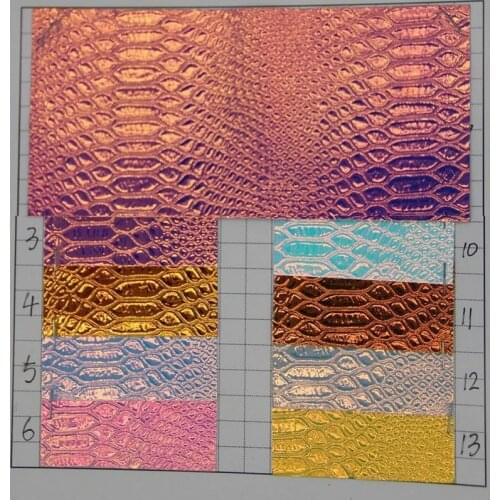 Laser Symphony chameleon snake embossed faux PU leather fabric high quality home decoration leather material holographic fabric
