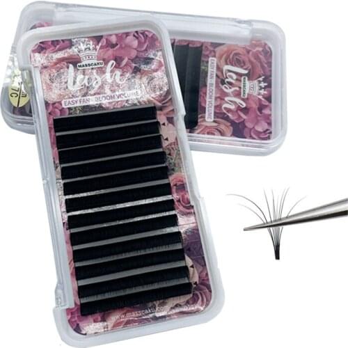 MASSCAKU 12rows/case C/D Curl Easy Fanning Eyelash Extensions Natural Individual Lashes Automatic Flowering Volume Lashes Tray