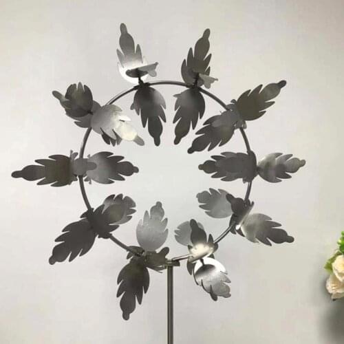 Creativity Metal Windmill Outdoor Wind Spinners Wind Catchers Leaf Nine Bone Windmill Yard Patio Lawn Garden Decoration Gift