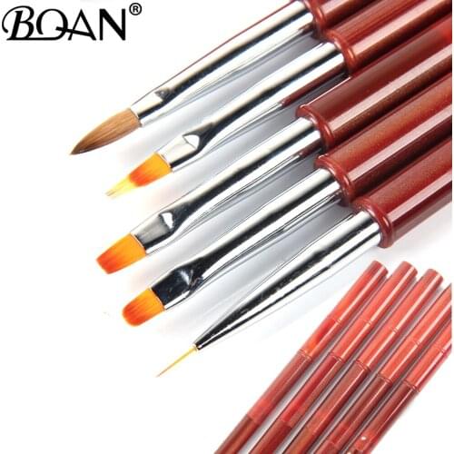 BQAN 5PC Professional Nail Art Brush Set Line Drawing Painting Pen UV Gel Polish Designs Acrylic Perfect Manicure Books On Tools