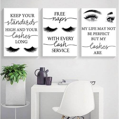Eyelashes Print Makeup Wall Art Decor Esthetician Gift Lash Bundle Fashion Art Posters Canvas Painting Beauty Salon Decoration