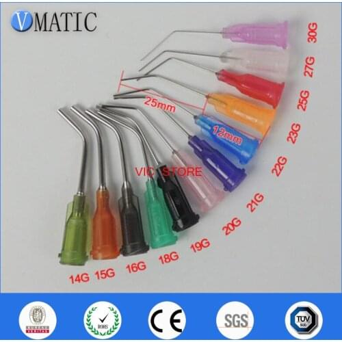 Free Shipping 45 Degree 14-27G 1 Inch Te Bent Dispensing Tips Dispenser Needle For Dispensing Syringe