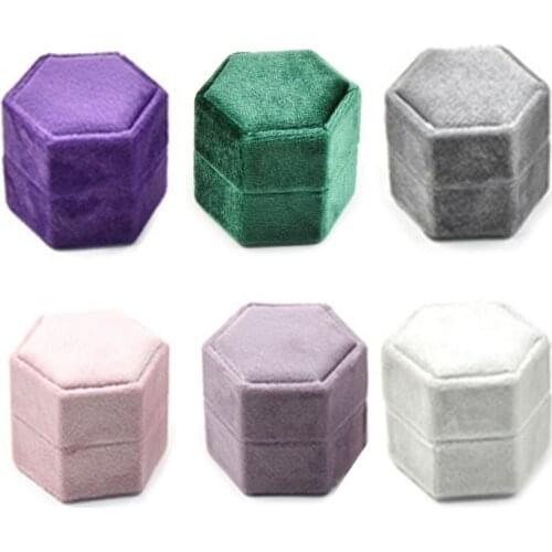 New 1 PC Retro Velvet Ring Box Double Slot Wedding Proposal Ring Storage Box Classic Jewelry Storage Box Gift Supplies