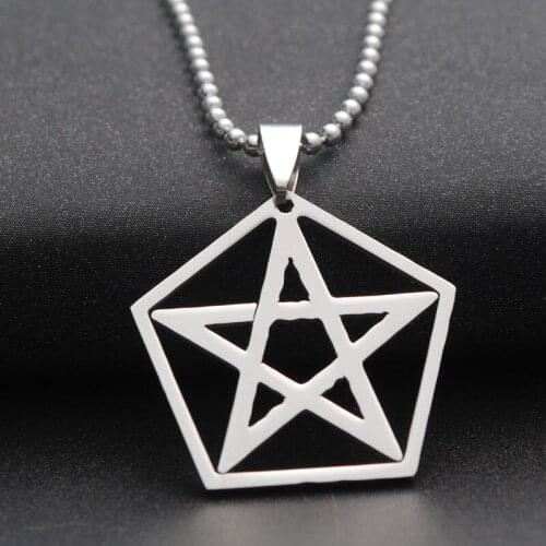 Stainless Steel Five-pointed Star Pendant Necklace For Women Ball Beads Chain Necklace Men Jewelry Party Friends Gift