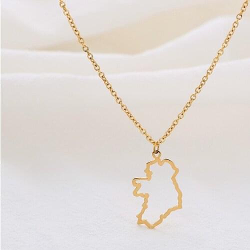 Outline Republic of Ireland Map Necklace Continent Country Dublin Chain Necklaces for Motherland Hometown Female Ladies Party