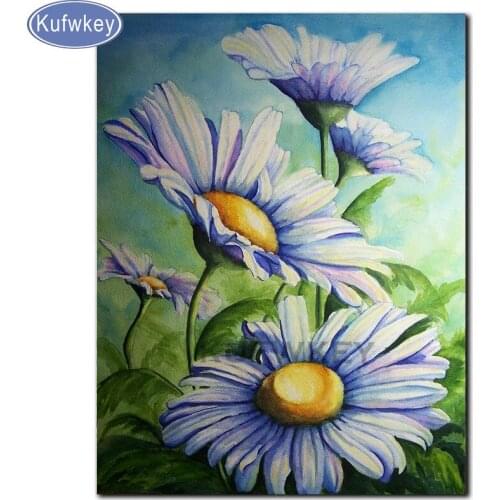 Full round 5D DIY Diamond Painting white Daisy Flowers square resin drill Embroidery diamant Cross Stitch mosaic art Home Decor