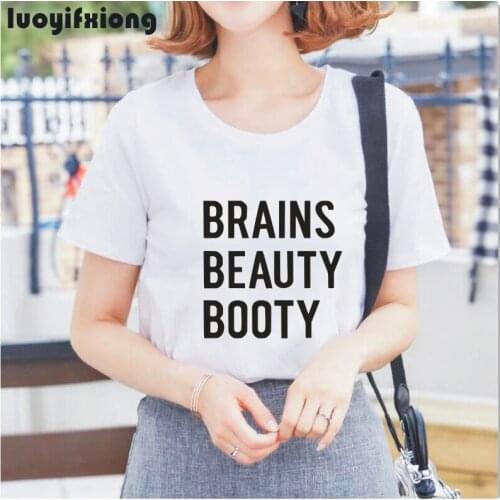 Casual Harajuku cotton T-shirt womens fashion letter printing short-sleeved tops new plus size round neck tees womens t shirt