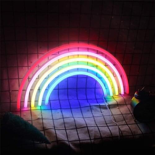 Factory direct sales Rainbow neon wall lamps childrens bedroom aisle LED back plate Acrylic clear dining room decor lighting