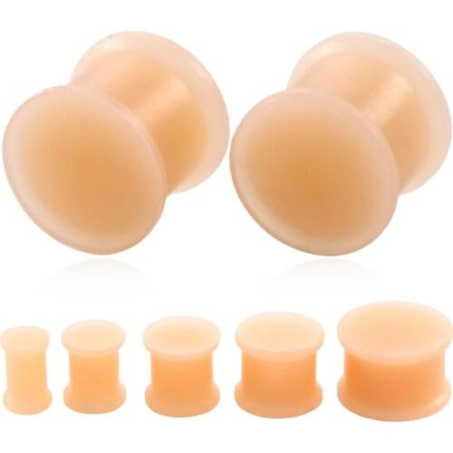 1 Pair Skin Silicone Double Flared Hider Ear Plugs and Tunnels Gauges Ear Stretcher Expander Piercing Body Piercing Jewelry