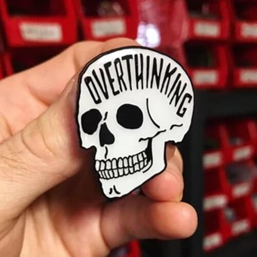 Anxiety Skull Over Thinkers Overthinking Enamel Brooch Pin Hat Bag Lapel Pins Badges Women Mens Fashion Jewelry Accessories
