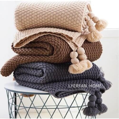 Knitted Blankets Quilt Baby Swaddle Wrap Super Soft Cotton Tassel Toddler Baby Bedding Crib Stroller Blanket Sofa Throw Blankets