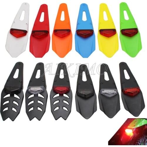 Motorcycle Universal 12V LED Taillight Brake Lamp With Rear Fender License Plate Bracket Holder for Enduro Off-Road Bike