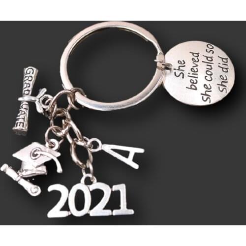 Graduate Memorial Keyring Graduation Season*2021*2022*2023*Charm Personalization 26 Letter Customized Name Keychain A1047