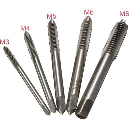 XNEMON 5PCS/Set HSS M3 M4 M5 M6 M8 Machine Spiral Point Straight Fluted Screw Thread Metric Plug Hand Tap Drill Set Hand Tools