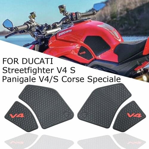 Motorcycle Tank Pad Protector Sticker Decal Gas Knee Grip Tank Traction Pad Side 3M For Ducati Streetfighter V4 S Panigale V4 S