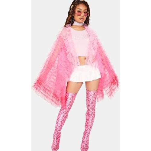 2021 Chic Colored Women Blouse Ruffles Tiered Mix Color Asymmetrical Women Top Short Wrap Outfit Female Clothes