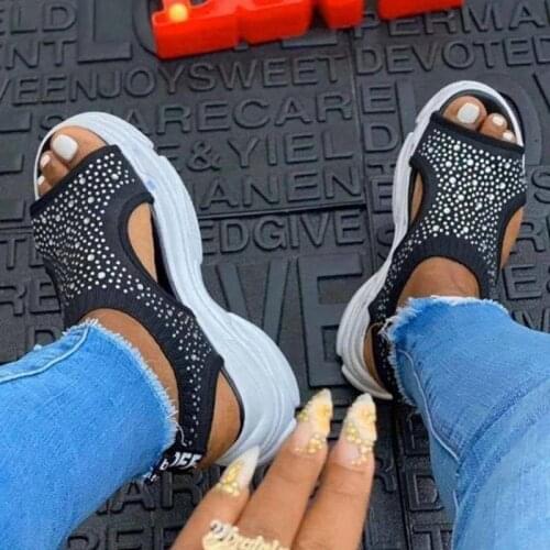 Womens Sandals Wedges Footwear Summer Platform Sandals Women Shoes Female Slip On Peep Toe Knitted Ladies Sneakers Casual 2021