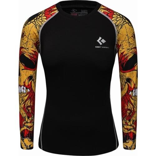 Womens Digital Printed Running Tops MMA Shirt Jiu Jitsu Rash Guard Breathable Sportswear Fitness Tights Long Sleeve Jerseys