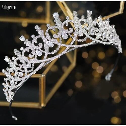 Vintage Women Cubic Zirconia CZ Wedding Tiaras and Crowns Sweet 16 Prom Birthday Pageant Headpiece Bridal Hair Accessories