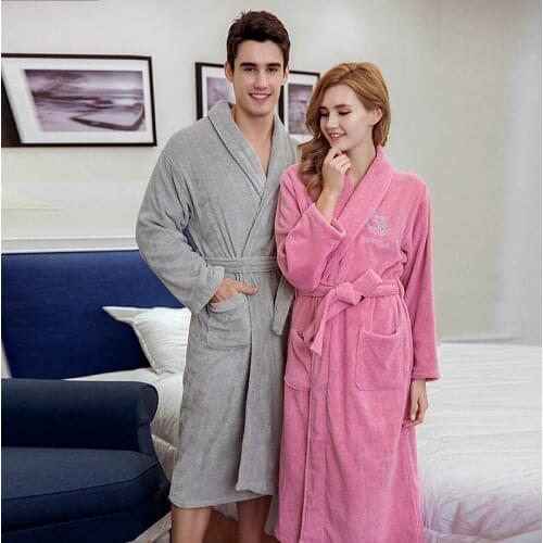 Women Bathrobe Brides Bridesmaid Wedding Robe Winter Thick Kimono Robe Gown Towel Warm Nightgown Sleepwear Pajamas Grey Pink