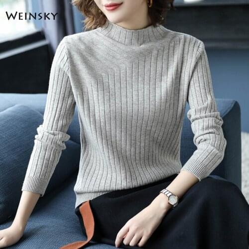 Women Knitted Sweater And Pullovers Full Sleeve Korean Fashion Style Solid Jumper Sweaters Winter And Autumn 2019 New