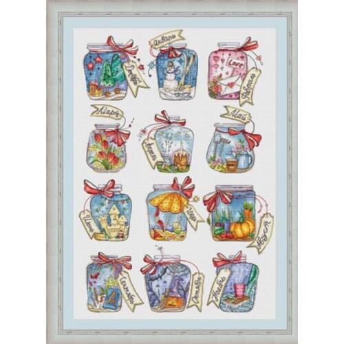 Gold Collection Counted Cross Stitch Kit Jar Love View Twelve Bottles Bottle Jars