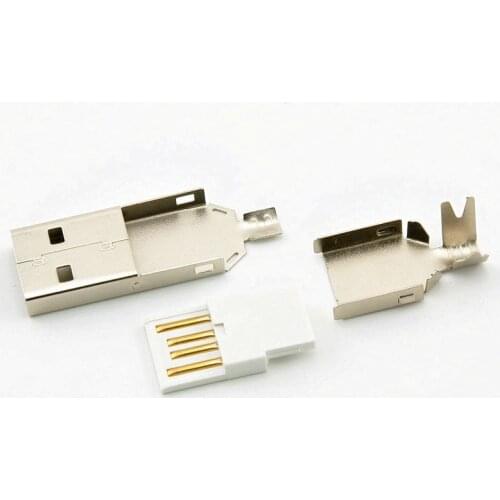 10sets USB 2.0 Type A Welding Type Male Plug Nickel Plated Connectors usb-A Tail Socket 3 in 1 DIY Adapter