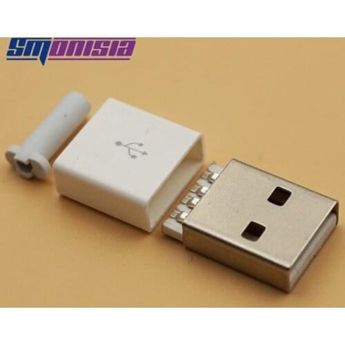 Smonisia 20sets with Long Tail USB Smonisia 2.0 A Male Plug Assembly Adapter Connector Smonisia 2.0 USB Connector Socket White