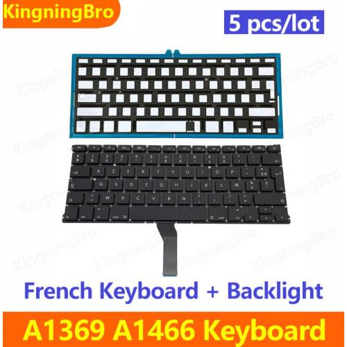 10pcs/lot New AZERTY FR French keyboard For MacBook Air 13.3" A1369 A1466 Keyboard with Backlight 2011-2015 Years