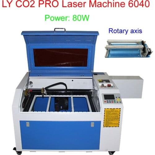80W CO2 Laser Engraving Machine 6040 CNC laser cutter with off-line system and rotary axis can cut glass, metal and others