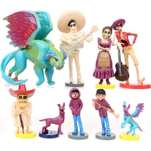 9Pcs/Set Movie Miguel Riveras Action Figure Toys 5-10cm PVC Cartoon Collectors Miguel/Ernesto De La Cruz Hector Kids Gifts