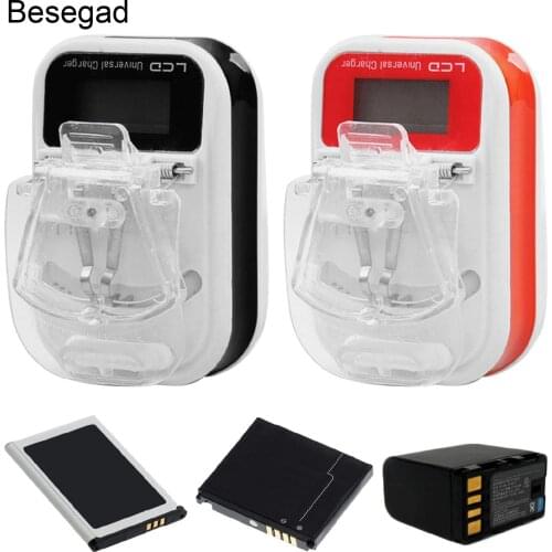 Besegad Universal USB Wall Charger Battery Charger Travel with LCD Display for Mobile Phone Camera Nokia Samsung EU Plug Type