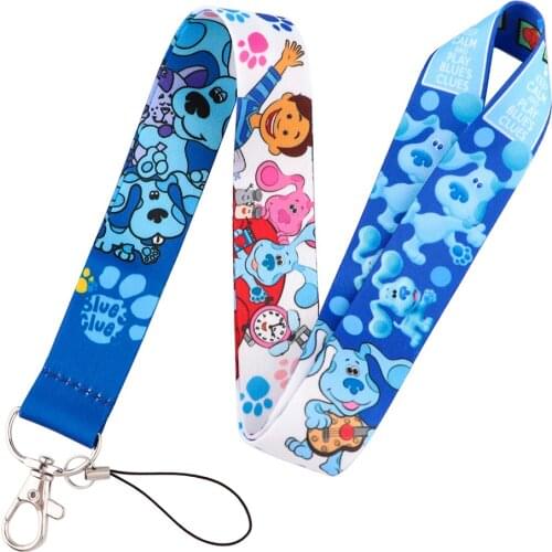ER1046 Cartoon Blue Dog Key Chain Lanyard Neck Strap For USB Badge Holder DIY Hang Rope Kids Child Gifts