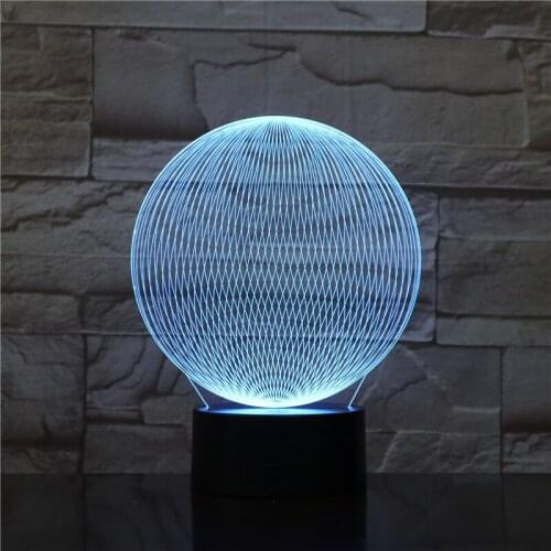 Colorful 3D Desk Lamp LED Visual Abstract Round Modeling Atmosphere Decor Holiday Gift Touch Switch 7 Color Night Light 1763