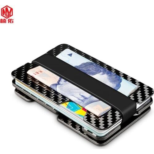 Carbon Fiber Credit Card Holder RFID Anti-theft Swipe Bank Card Multifunctional Mens Wallet Keychain