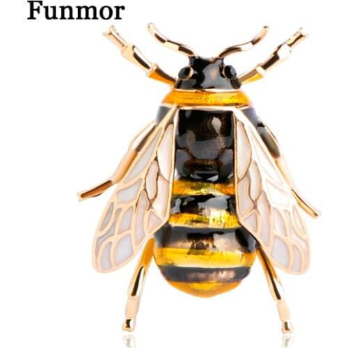 Funmor Bumblebee Brooch Corsage Enamel Esmalte Wing Insect Hats Scarf Clips Accessories Women Men Boutonniere Animal Brooches