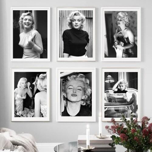 Canvas Marilyn Actor Monroe Paintings Wall Artwork Poster Pictures PrintsDecor For Nordic Living Room Modular FrameStyle Home