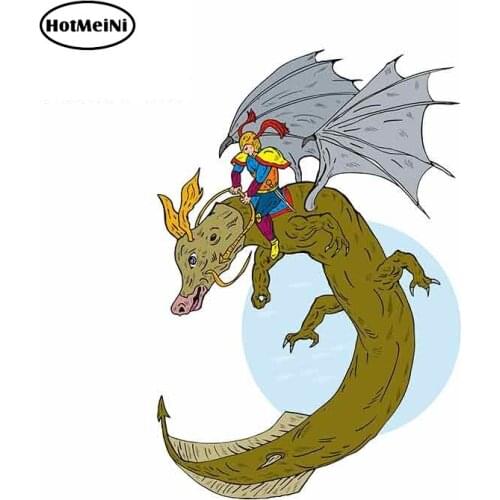 HotMeiNi 13cm x 8.9cm for Superhero Riding Dragon Car Stickers Cartoon Anime Bumper Trunk Truck Graphics Car Accessories
