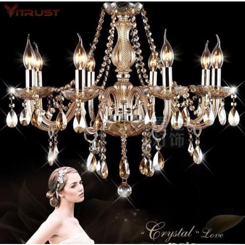 Crystal chandelier Lights Amber/Clear cristal Ceiling Decoration Chandelier Pendants Living Room 3/6/8/10/15 lights AC110-240V
