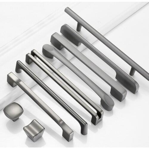 KK&FING Modern Simple Starry Gray Cabinet Knobs and Handles Aluminum Alloy Drawer Pulls Kitchen Cupboard Door Knobs Hardware