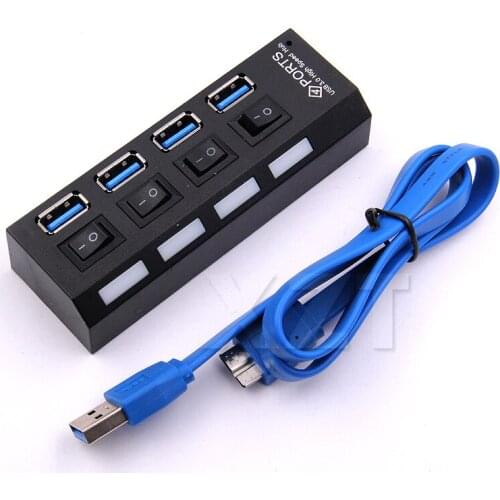 AT Hot Sale USB 3.0 Hub 4 Ports 5Gbps Hub usb Portable USB Hub With On/Off Switch USB Splitter Adapter For PC Laptop