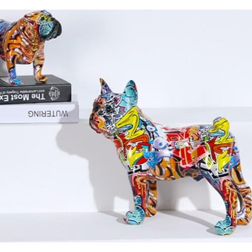 Creative Simple Colorful Bulldog Figurines Home Decor Modern Art Home Decorations Room Bookshelf TV Cabinet Decor Animal Ornamen