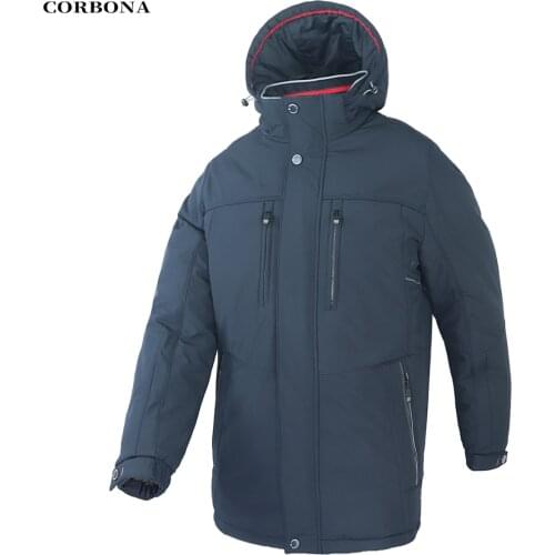 CORBONA New Arrival Mens Winter Jacket High Quality Cotton Long Coat Windproof Business Fashion Outdoor DetachableHat Warm Parka