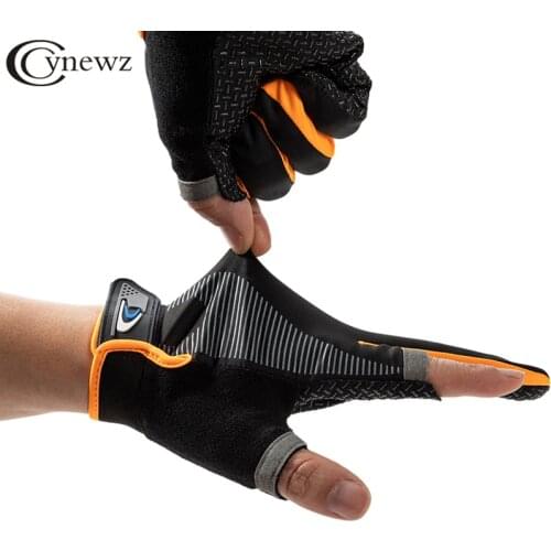 Summer Men Fishing Gloves Ice Silk Sun protection Half finger Bicycle Gloves Breathable Light Weight Mittens
