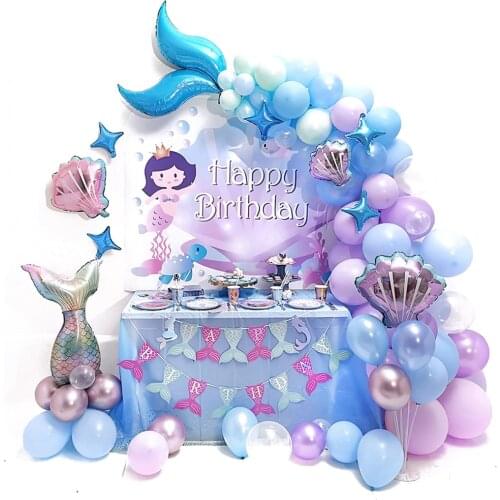 Meidding mermaid tail balloons for girl birthday party decorations little mermaid party balloon baby shower girl ballon set